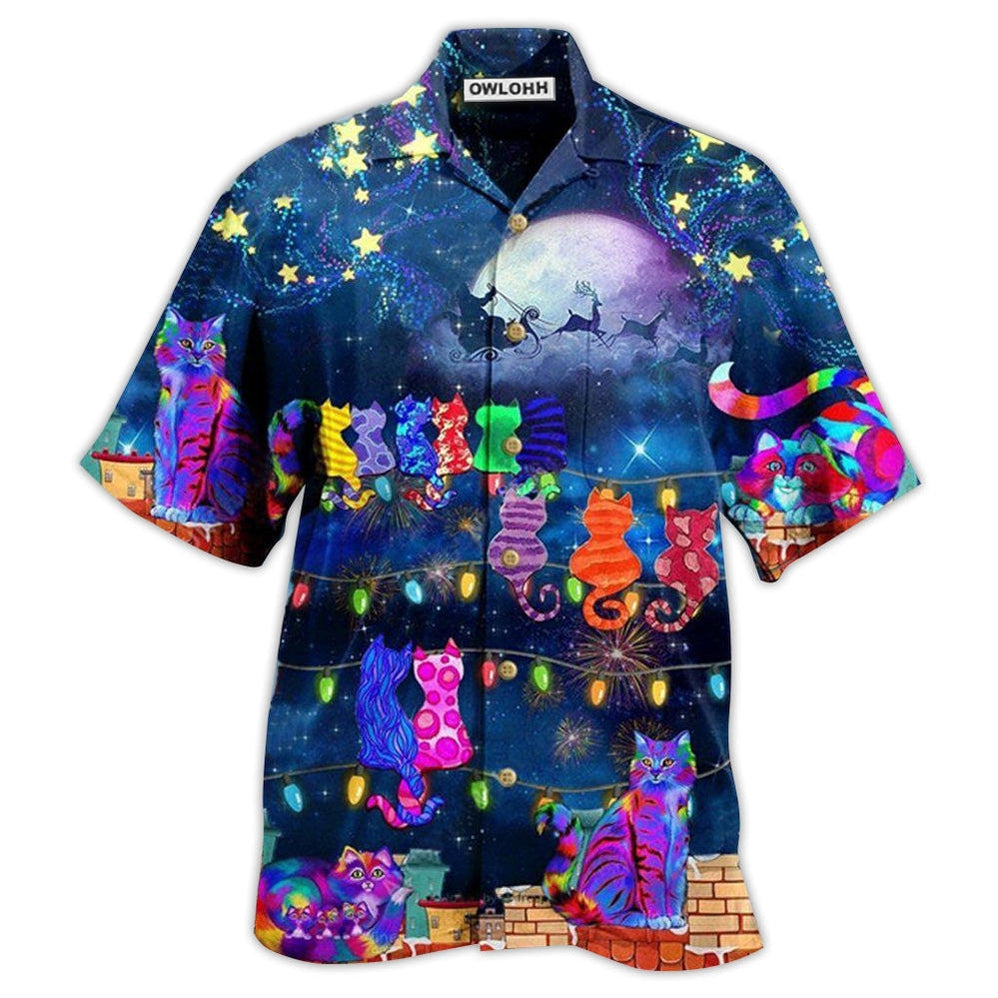 Hawaiian Shirt / Adults / S Cat The Jolly Cats On Roof - Hawaiian Shirt 