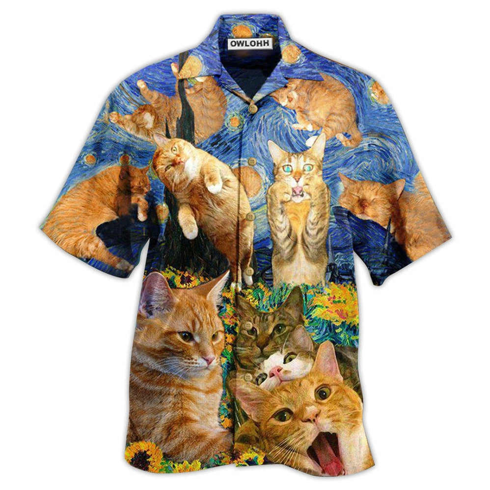 Hawaiian Shirt / Adults / S Cat The Sight Of Stars Makes Cat Dream - Hawaiian Shirt 