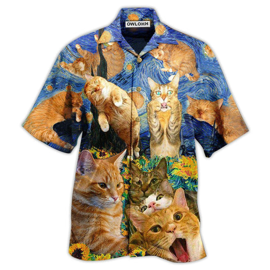 Hawaiian Shirt / Adults / S Cat The Sight Of Stars Makes Cat Dream - Hawaiian Shirt 