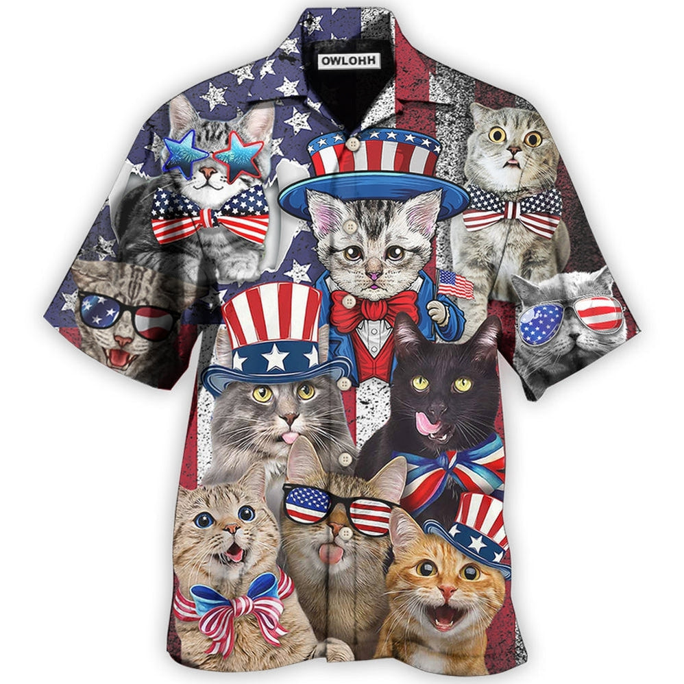Hawaiian Shirt / Adults / S Cat Independence Day Funny - Hawaiian Shirt 