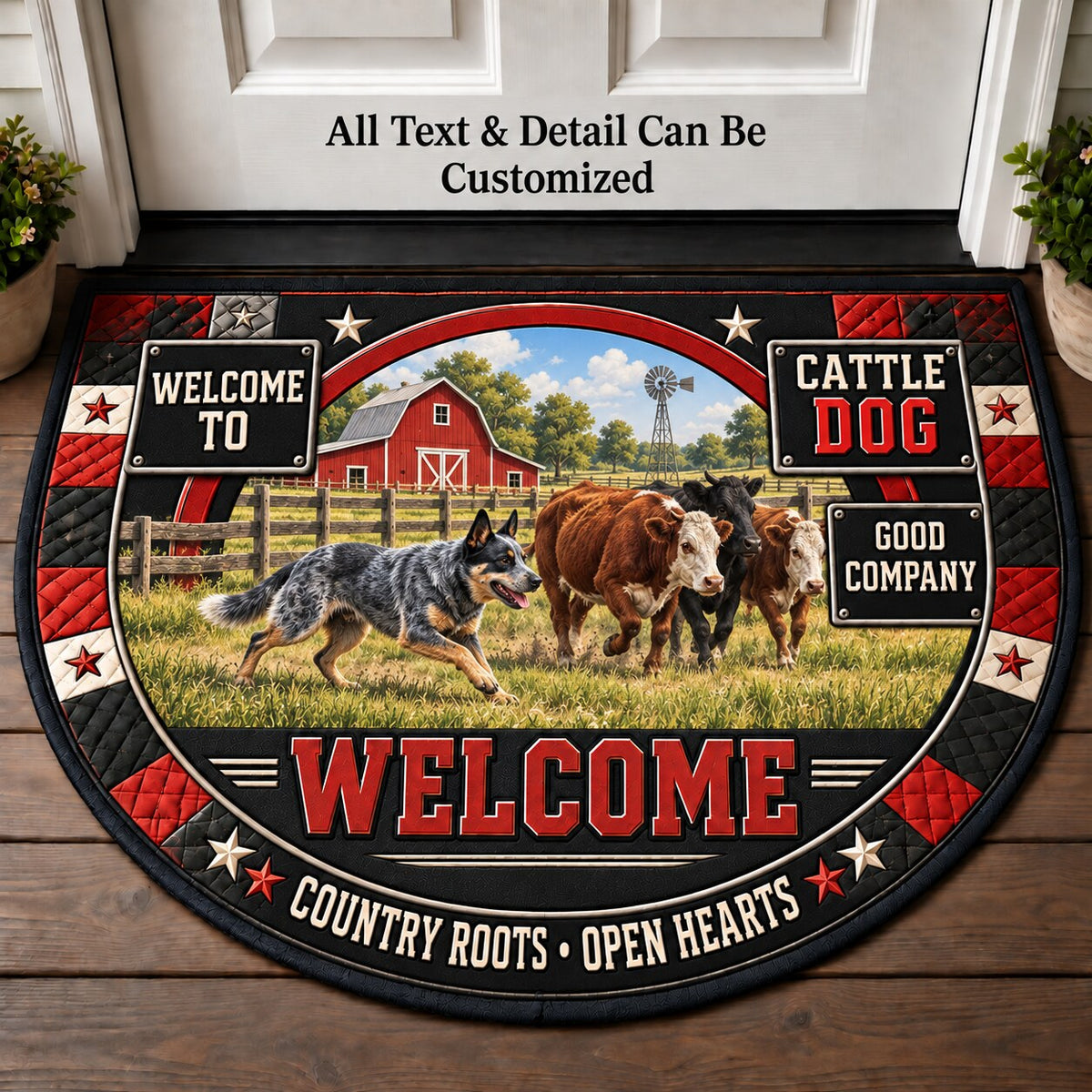Cattle Dog Personalized Half Round Mat | 5To9Vibe