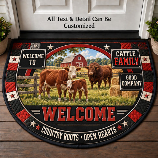 Cattle Family Personalized Half Round Mat | 5To9Vibe
