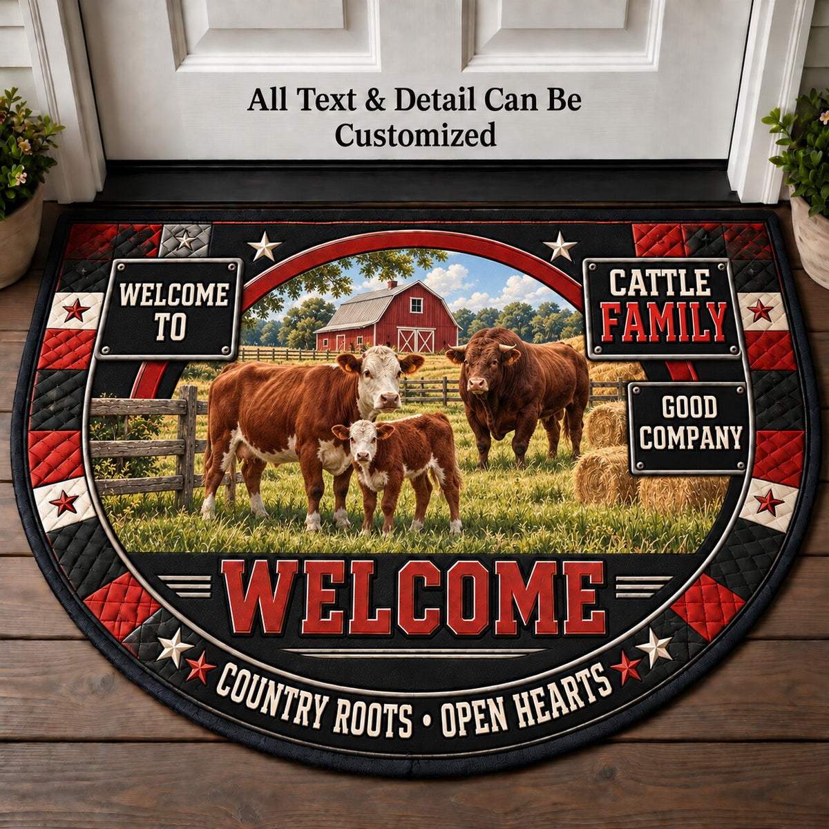 Cattle Family Personalized Half Round Mat | 5To9Vibe
