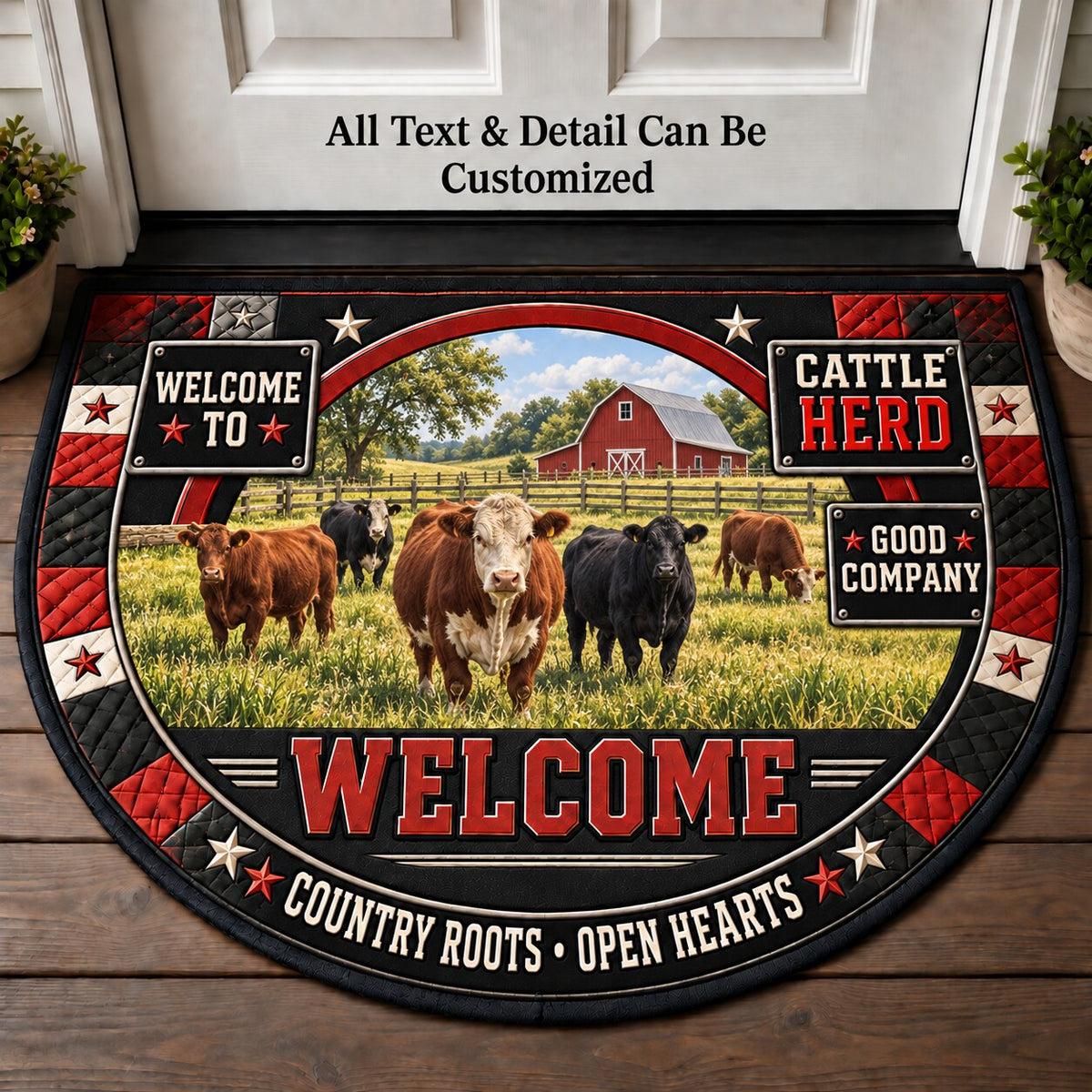 Cattle Herd Personalized Half Round Mat | 5To9Vibe