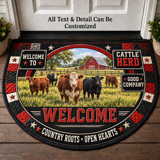 Cattle Herd Personalized Half Round Mat | 5To9Vibe