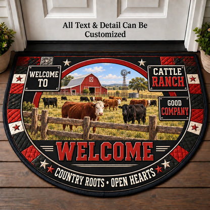 Cattle Ranch Personalized Half Round Mat | 5To9Vibe