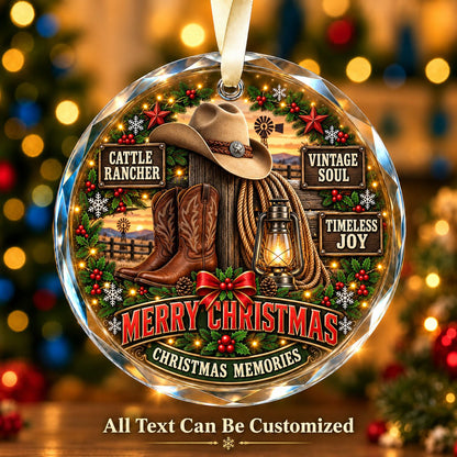 Cattle Rancher Personalized Glass Ornament | 5To9Vibe