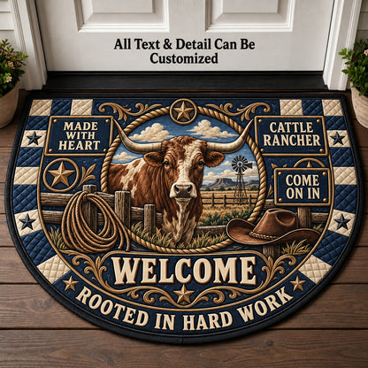 Cattle Rancher Personalized Half Round Mat | 5To9Vibe