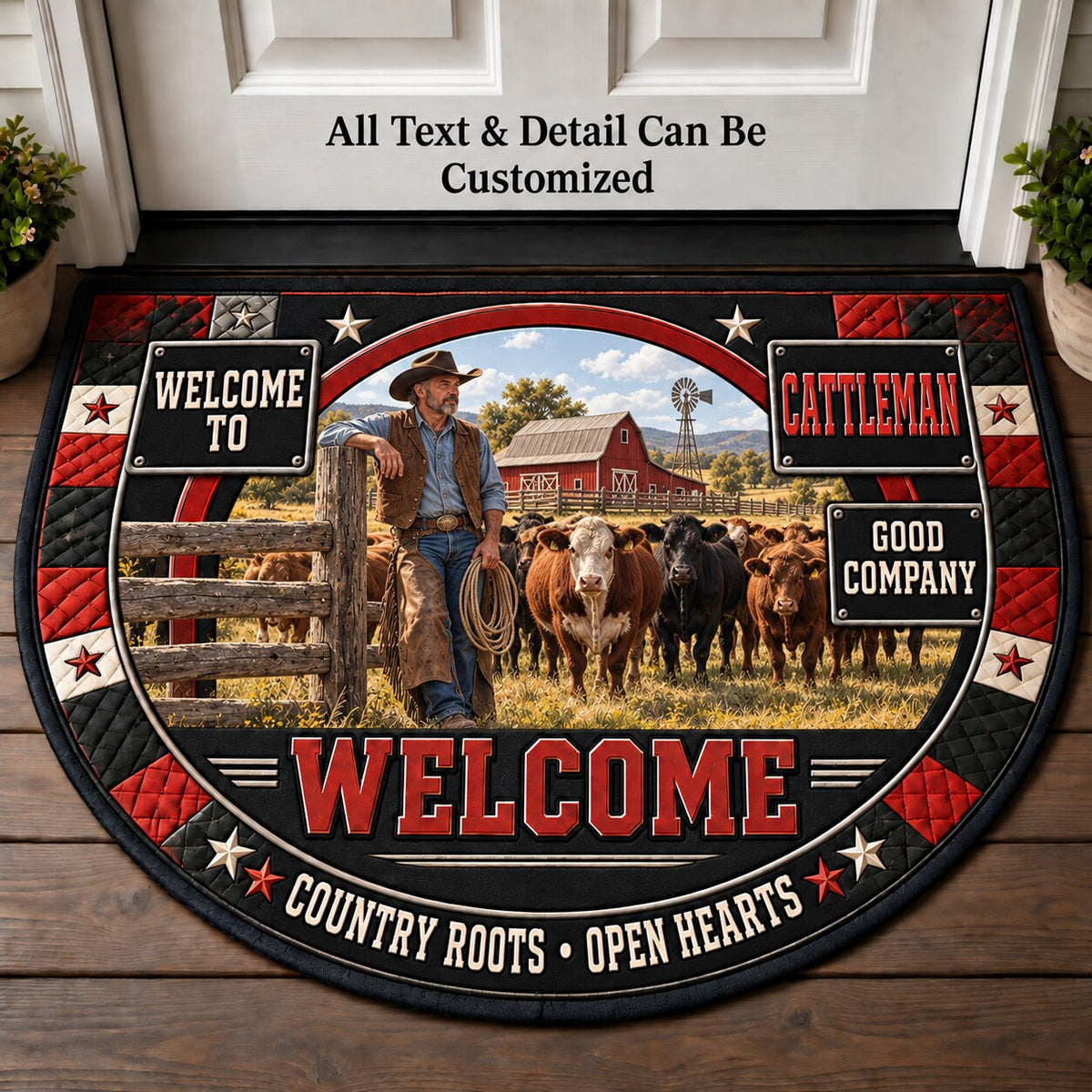 Cattleman Personalized Half Round Mat | 5To9Vibe