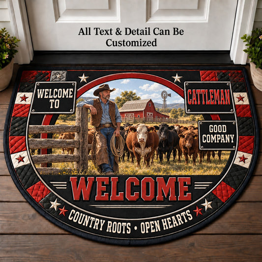 Cattleman Personalized Half Round Mat | 5To9Vibe