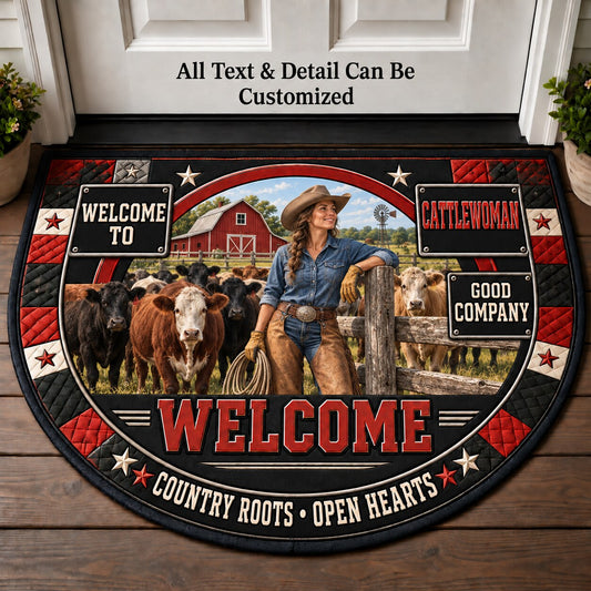 Cattlewoman Personalized Half Round Mat | 5To9Vibe