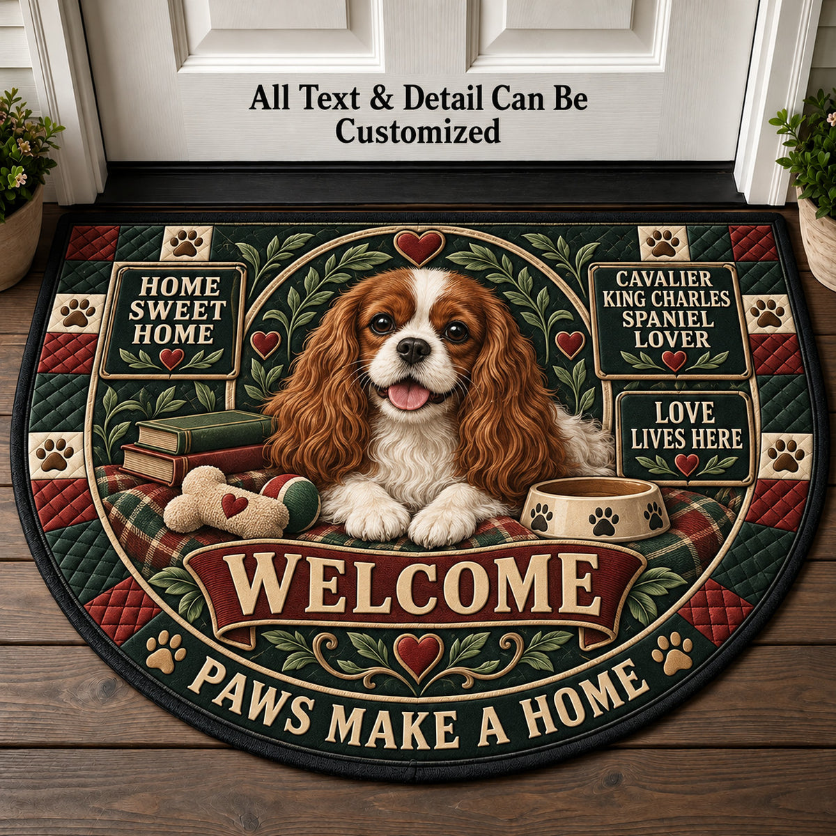 Cavalier King Charles Spaniel Lover Personalized Half Round Mat | 5To9Vibe