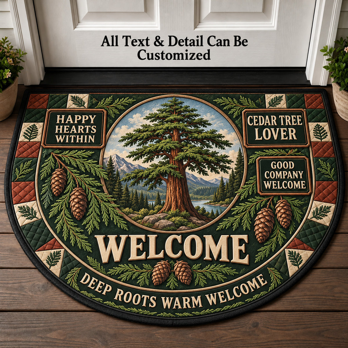 Cedar Tree Lover Personalized Half Round Mat | 5To9Vibe