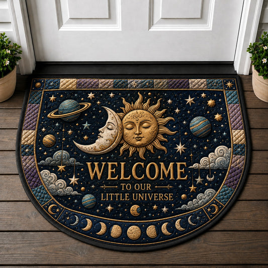 Welcome To Our Little Universe Doormat - Celestial Decor Sun And Moon Welcome Mat - 5to9vibe