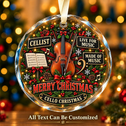 Cellist Personalized Glass Ornament | 5To9Vibe