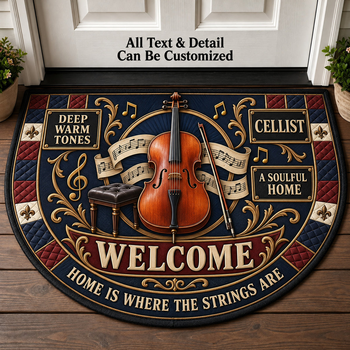 Cellist Personalized Half Round Mat | 5To9Vibe