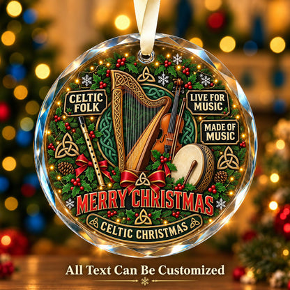 Celtic Folk Personalized Glass Ornament | 5To9Vibe