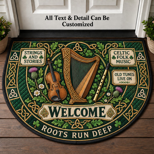Celtic Folk Music Personalized Half Round Mat | 5To9Vibe