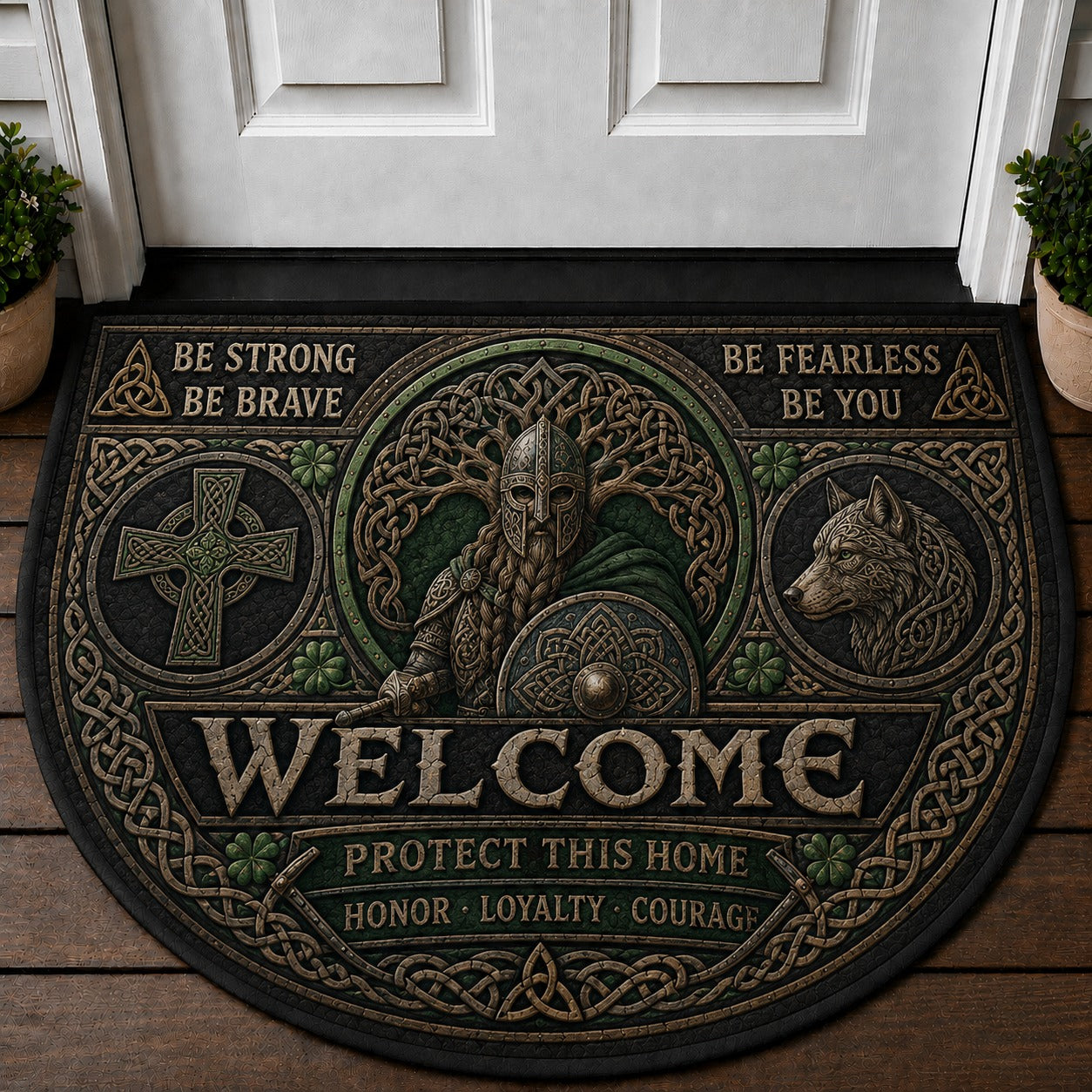 Legendary Warriors Viking Quilted Print Premium Welcome Mat – Personalized Doormat