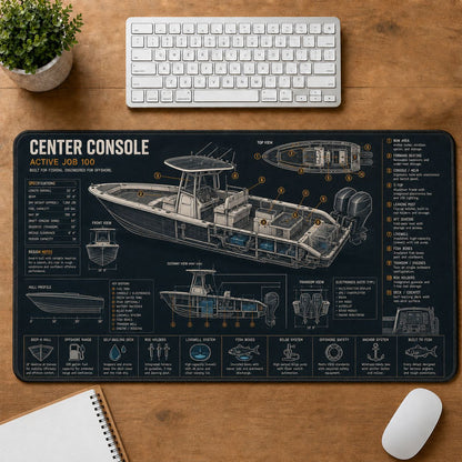 Center Console Boat Fishing Field Guide Desk Mat | 5To9Vibe