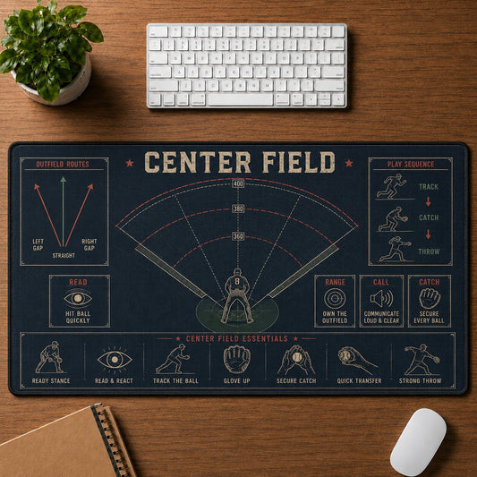 Center Field Baseball Blueprint Desk Mat | 5To9Vibe
