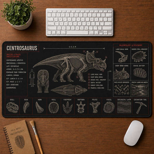 Centrosaurus Dinosaur Blueprint Desk Mat | 5To9Vibe