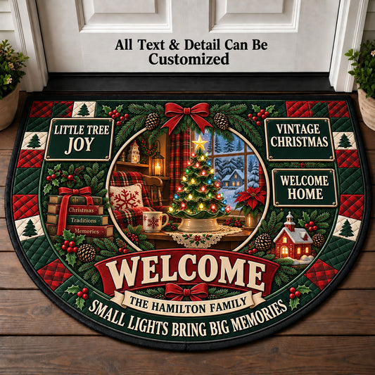 Ceramic Tree Christmas Personalized Half Round Mat | 5To9Vibe