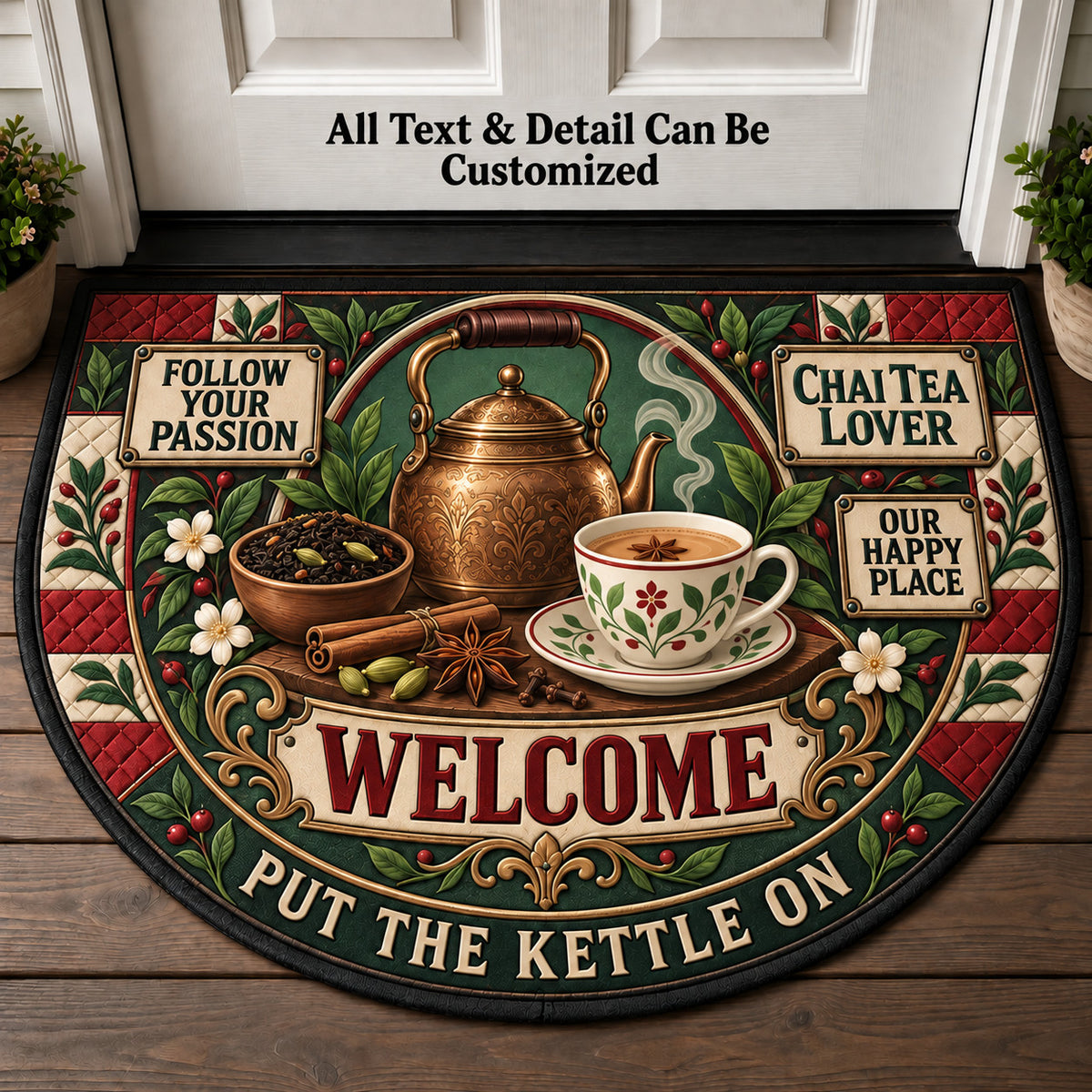 Chai Tea Lover Personalized Half Round Mat | 5To9Vibe