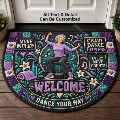 Chair Dance Fitness Personalized Half Round Mat | 5To9Vibe