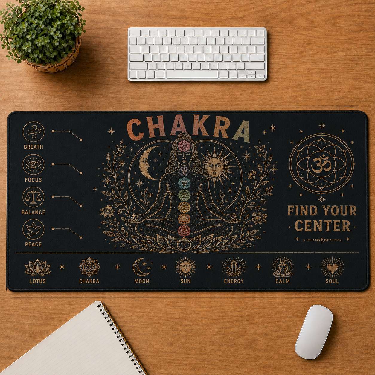 Hamsa Hippie Desk Mat Mouse Pad | 5To9Vibe - Chakra style