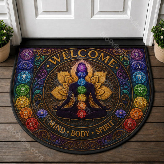 Mind Body Spirit Welcome Doormat - Chakra Zen Meditation Yoga Welcome Mat - 5to9vibe