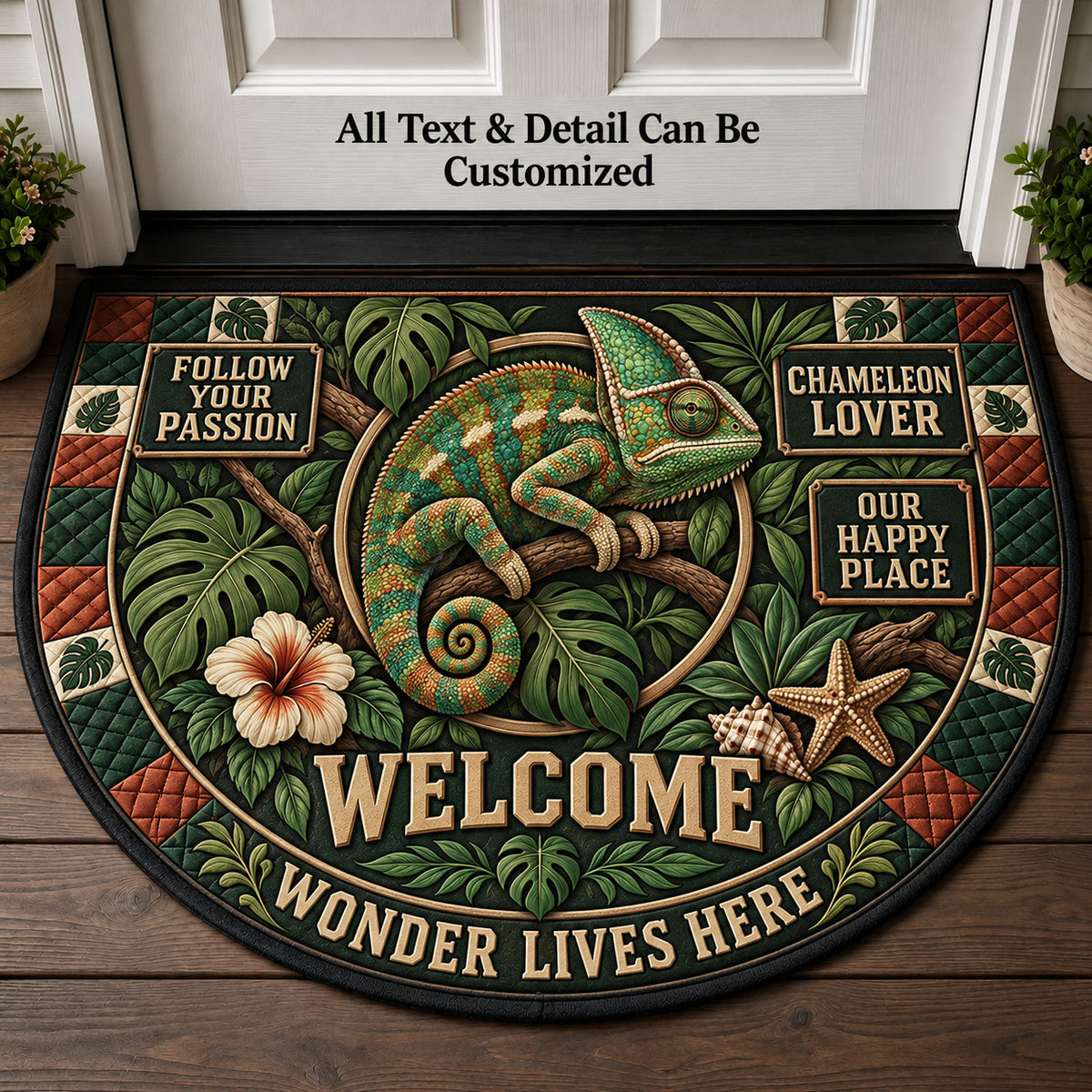 Chameleon Lover Personalized Half Round Mat | 5To9Vibe
