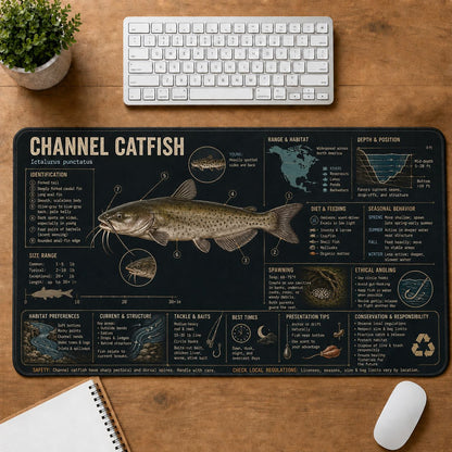 Channel Catfish Fishing Field Guide Desk Mat | 5To9Vibe
