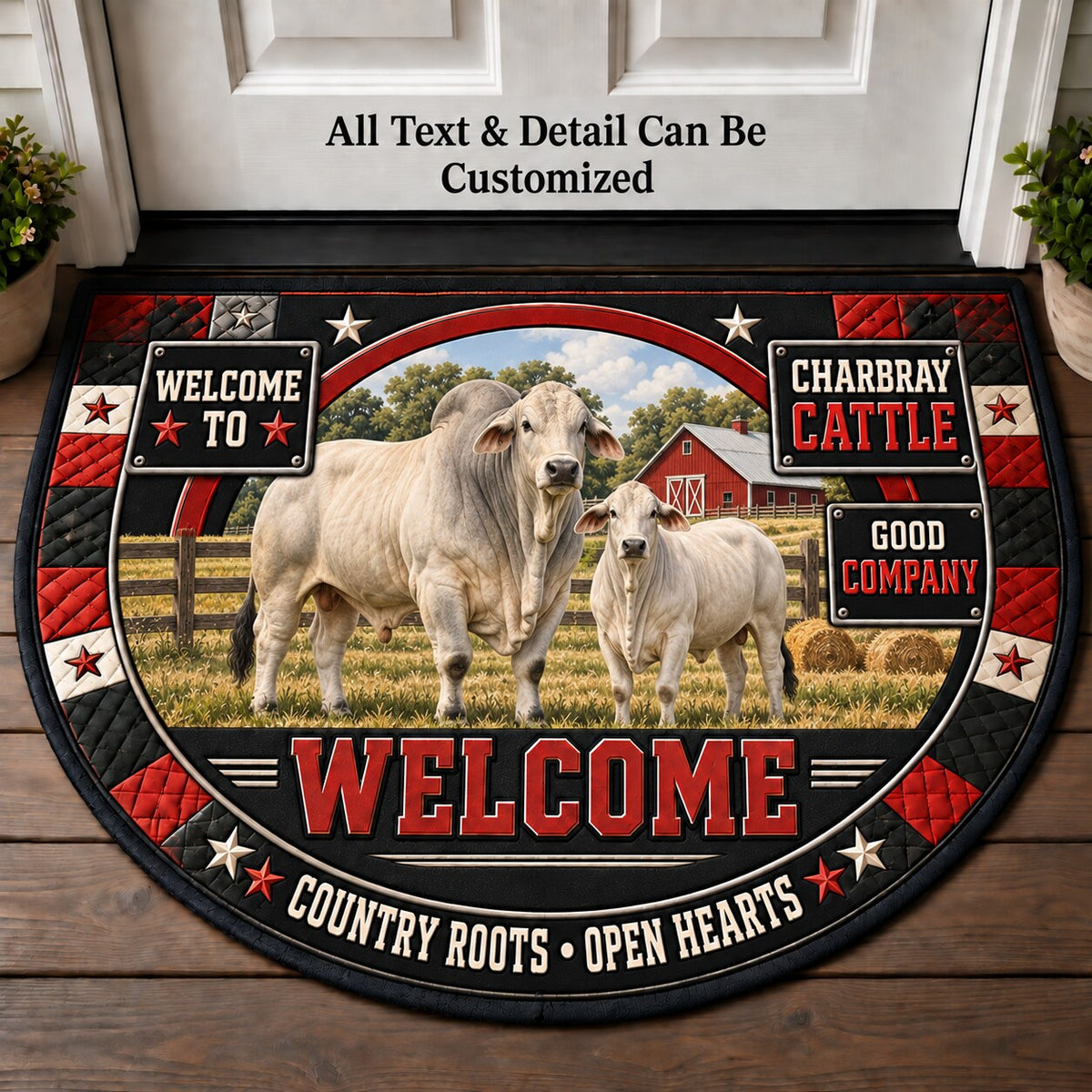 Charbray Cattle Personalized Half Round Mat | 5To9Vibe