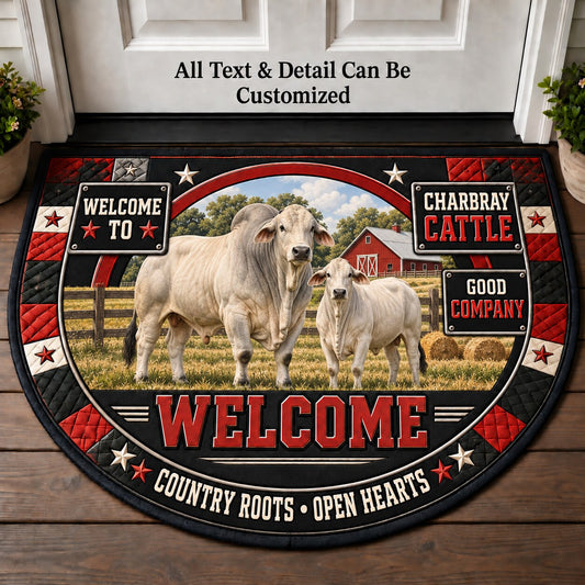 Charbray Cattle Personalized Half Round Mat | 5To9Vibe