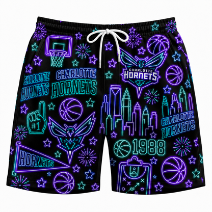 All Basketball Teams Neon Pattern Vibe Summer Party Button-Up Unisex Hawaiian Shirt For Men and Women
