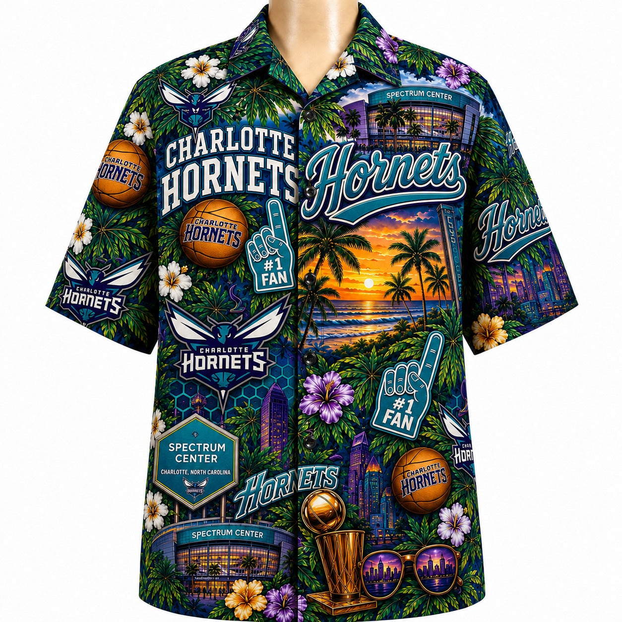 All Basketball Teams Tropical Sunset Paradise Pattern Vibe Summer Party Button-Up Unisex Hawaiian Shirt For Men and Women