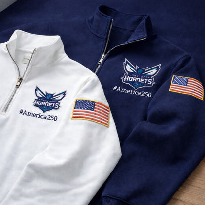 Football Logo America 250 Anniversary Embroidered Logo Premium Quarter Zip Sweatshirt, Inspired Quarter Zip Sweater