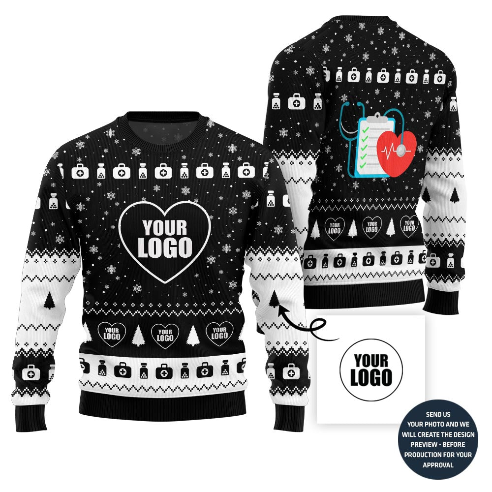 Unique Custom Logo Ugly Xmas Sweater For Healthcare Worker
