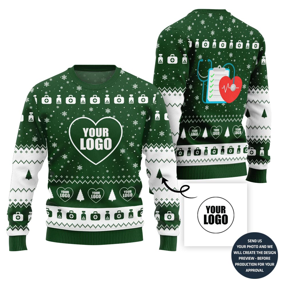 Unique Custom Logo Ugly Xmas Sweater For Healthcare Worker