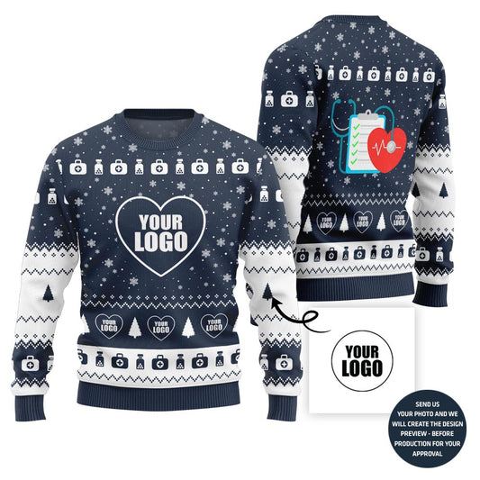Unique Custom Logo Ugly Xmas Sweater For Healthcare Worker