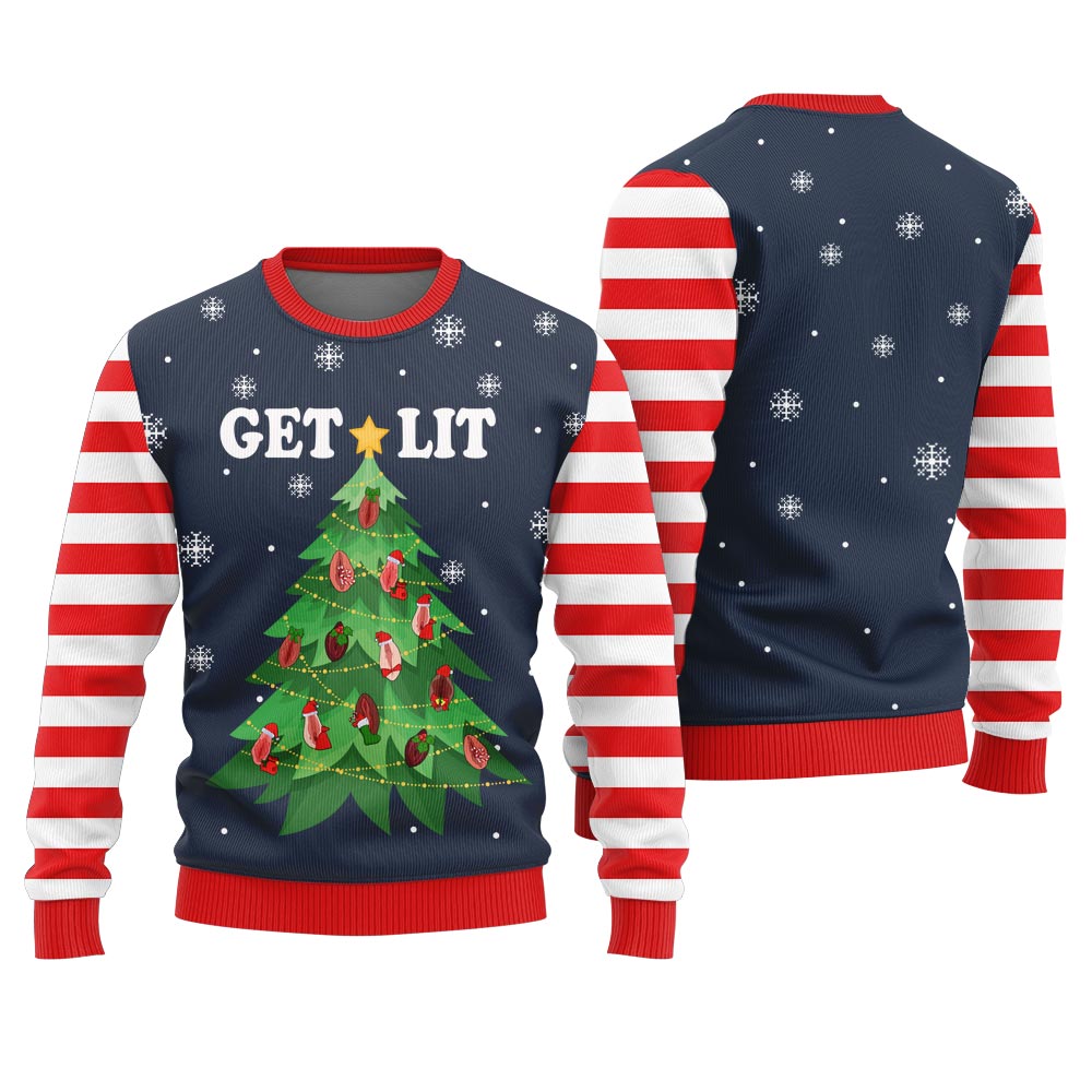 Cheeky Get Lit Clitmas Ugly Christmas Sweater For Women