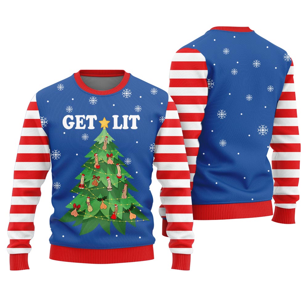 Cheeky Get Lit Dickmas Ugly Christmas Sweater For Women
