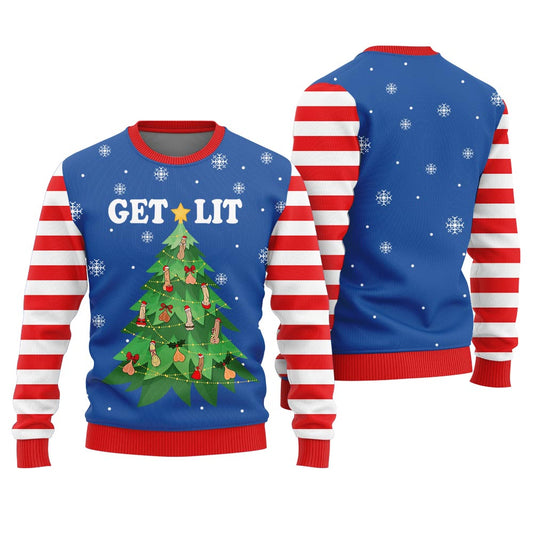 Cheeky Get Lit Dickmas Ugly Christmas Sweater For Women