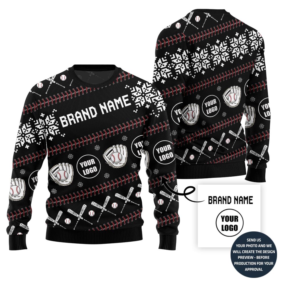 Cheer Personalized Baseball Team Logo And Name Ugly Christmas Sweater