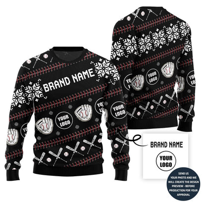 Cheer Personalized Baseball Team Logo And Name Ugly Christmas Sweater