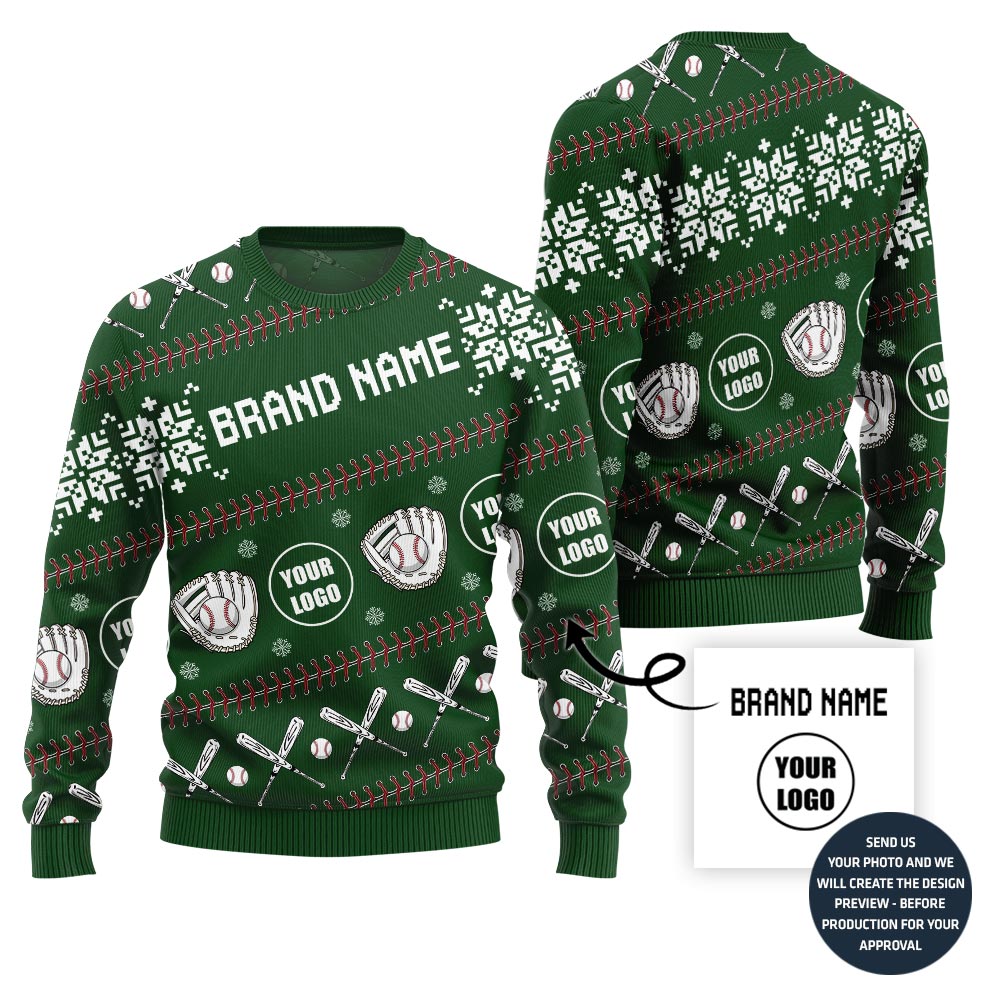 Cheer Personalized Baseball Team Logo And Name Ugly Christmas Sweater