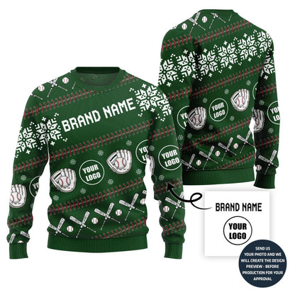 Cheer Personalized Baseball Team Logo And Name Ugly Christmas Sweater