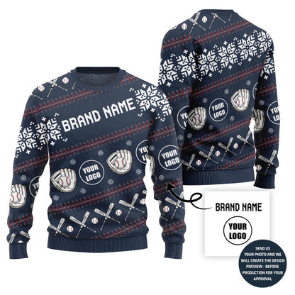 Cheer Personalized Baseball Team Logo And Name Ugly Christmas Sweater