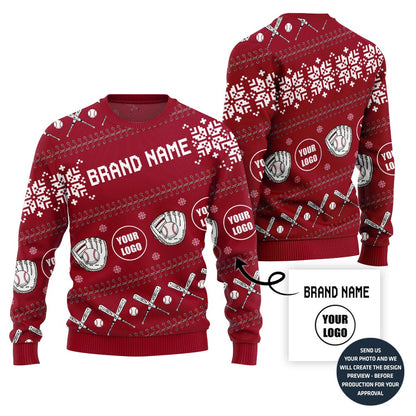 Cheer Personalized Baseball Team Logo And Name Ugly Christmas Sweater